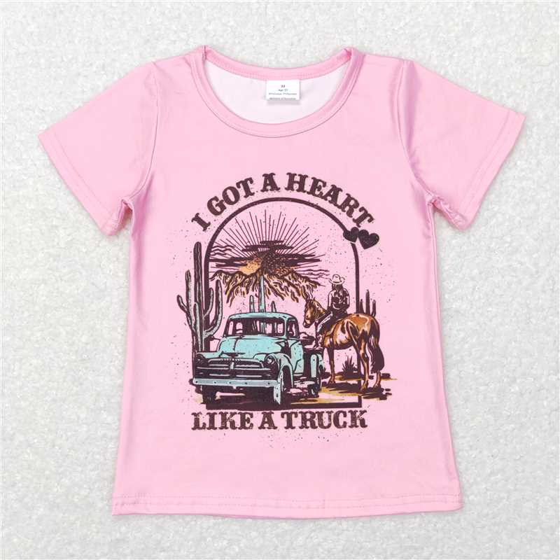 GT0406Baby Girls Valentines Pink Got Heart Like Truck Tee Shirts Tops