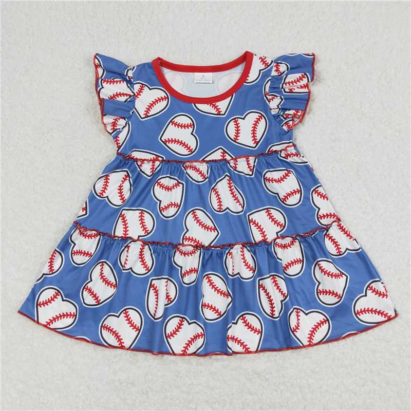 5.28 RTS NO MOQ Baby Girls Summer Yoga Outfits Sleeveless blue baseball top skirt girls activewear clothing set