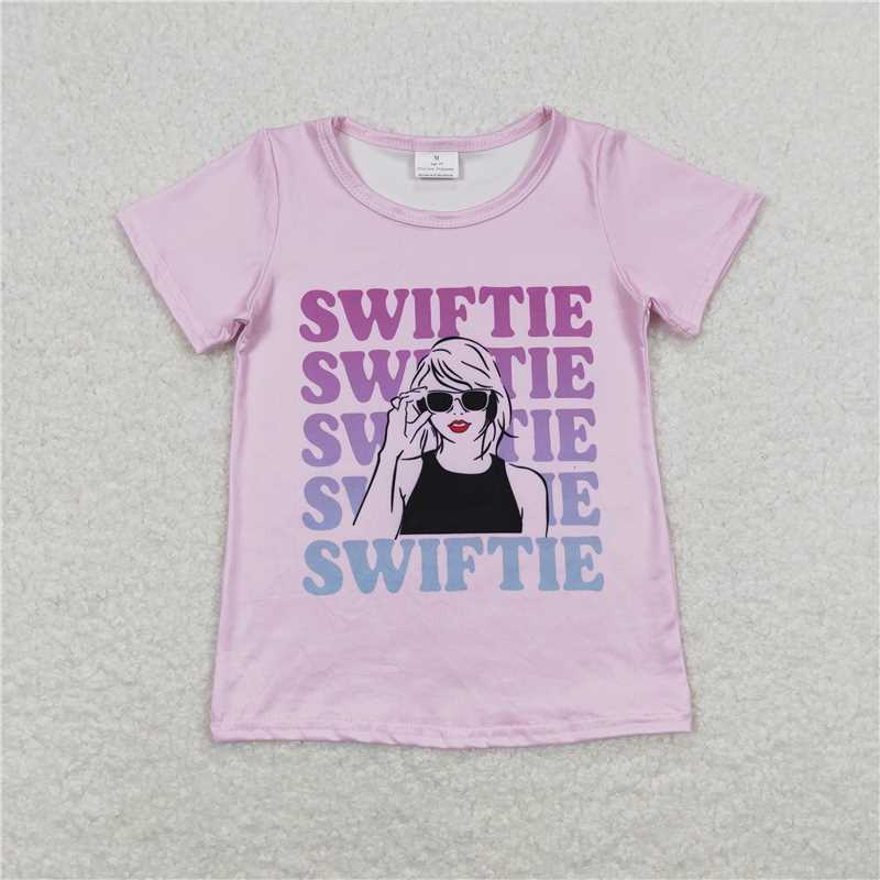 GT0505Pink short sleeves singer girls summer shirt