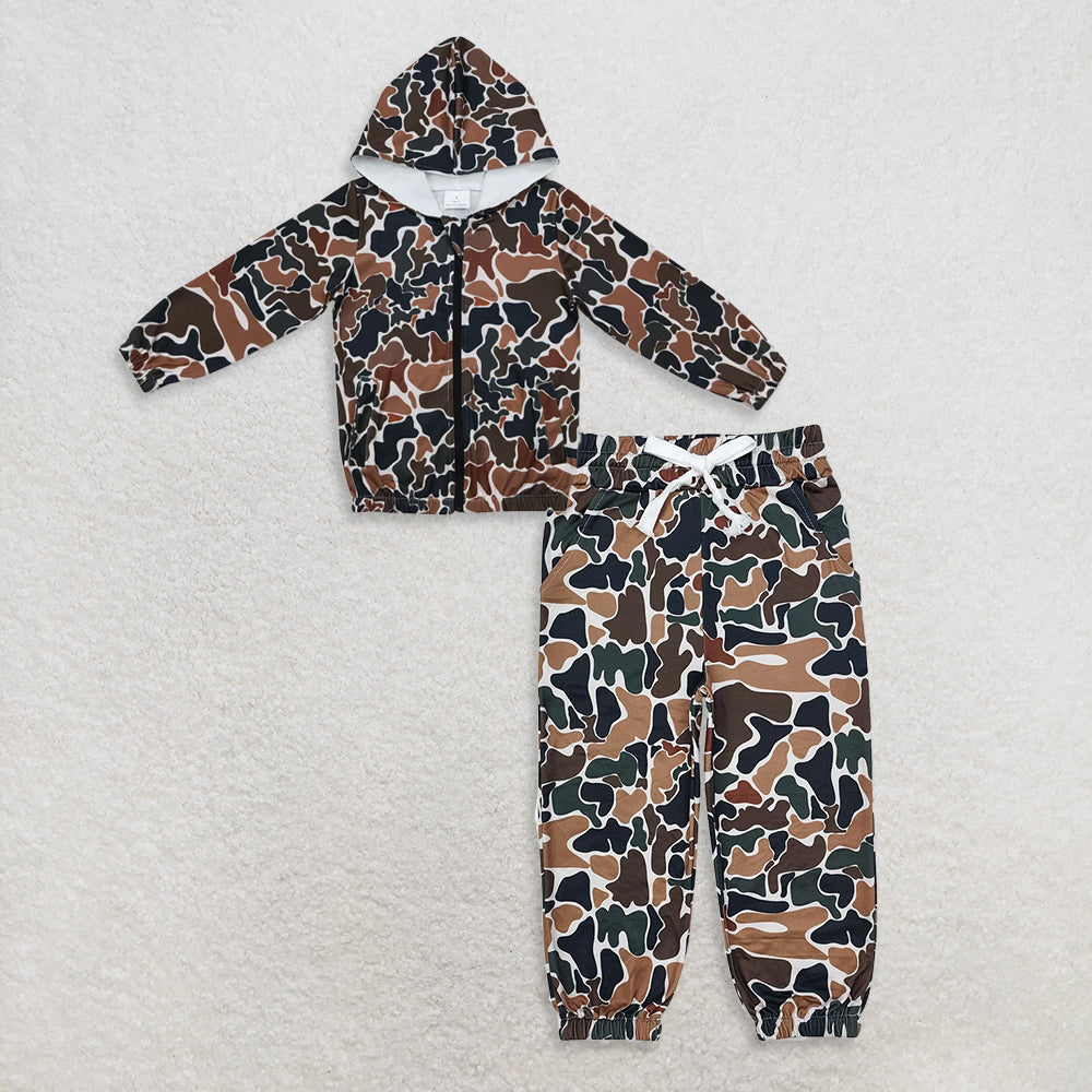 9.26 RTS NO MOQ (In stock)GT0635 + P0650 Baby Girls Camo Hooded Long Sleeve Zip Jackets Tops Southern Bottoms Pants