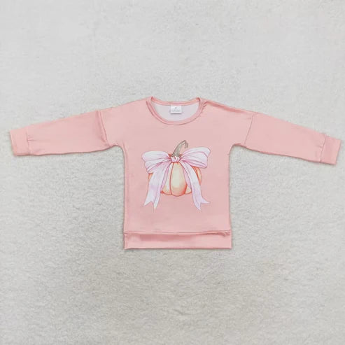 9.26 RTS Sibling Baby Boys Girls Bows Pumpkins Fall Tee Shirts Top