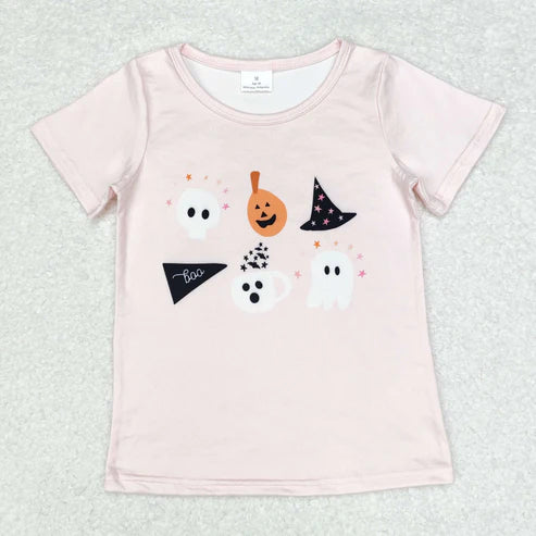 9.26 RTS Sibling Baby Boys Girls Hats Ghosts Pumpkins Halloween Tee Shirts Top