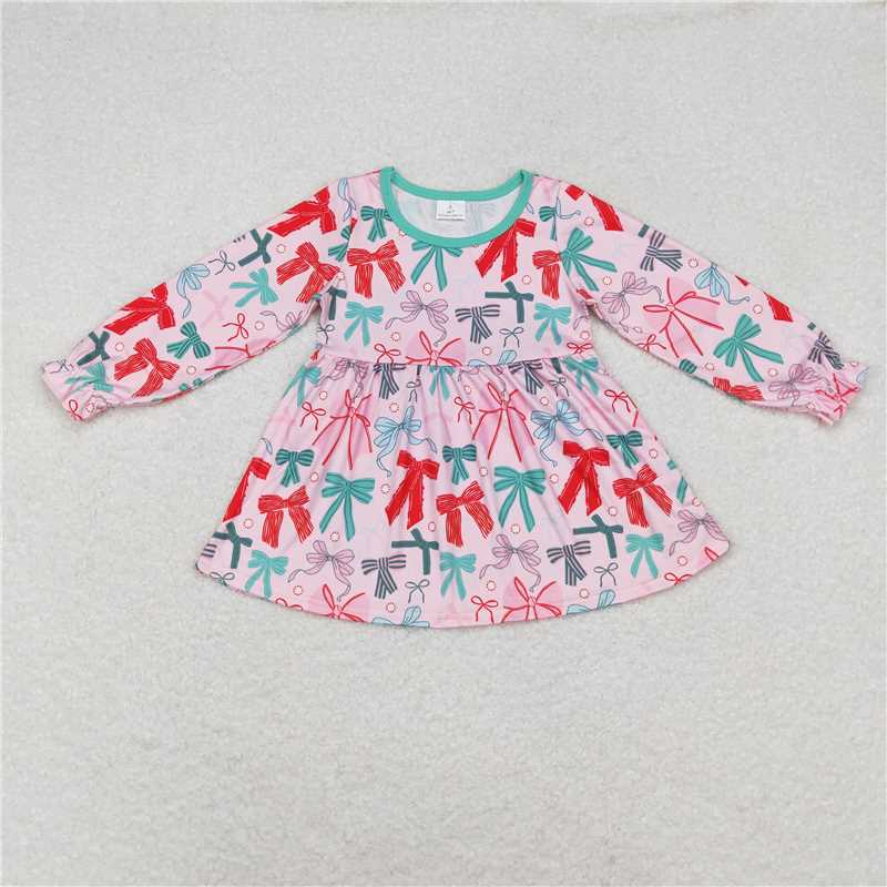 GT0721 Bow pattern pink long-sleeved top