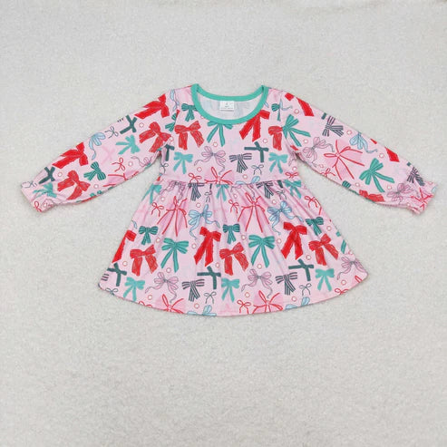 9.25 RTS Sibling Baby Girls Colorful Bows Floral Tee Shirts Top