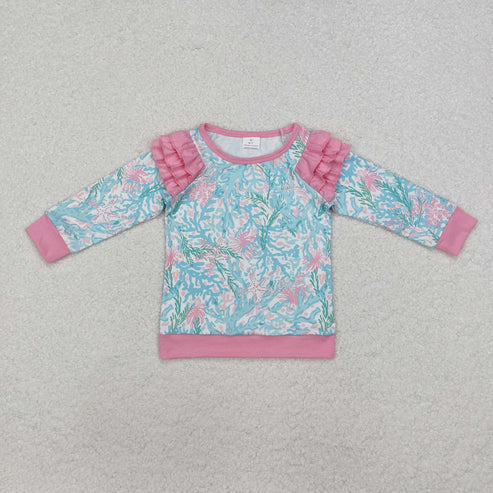 9.25 RTS Sibling Baby Girls Colorful Bows Floral Tee Shirts Top