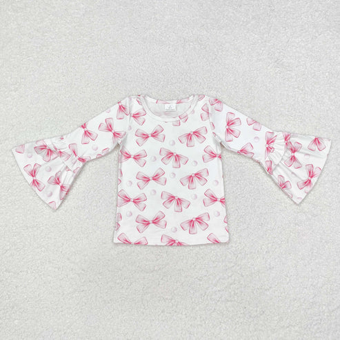 9.25 RTS Sibling Baby Girls Colorful Bows Floral Tee Shirts Top