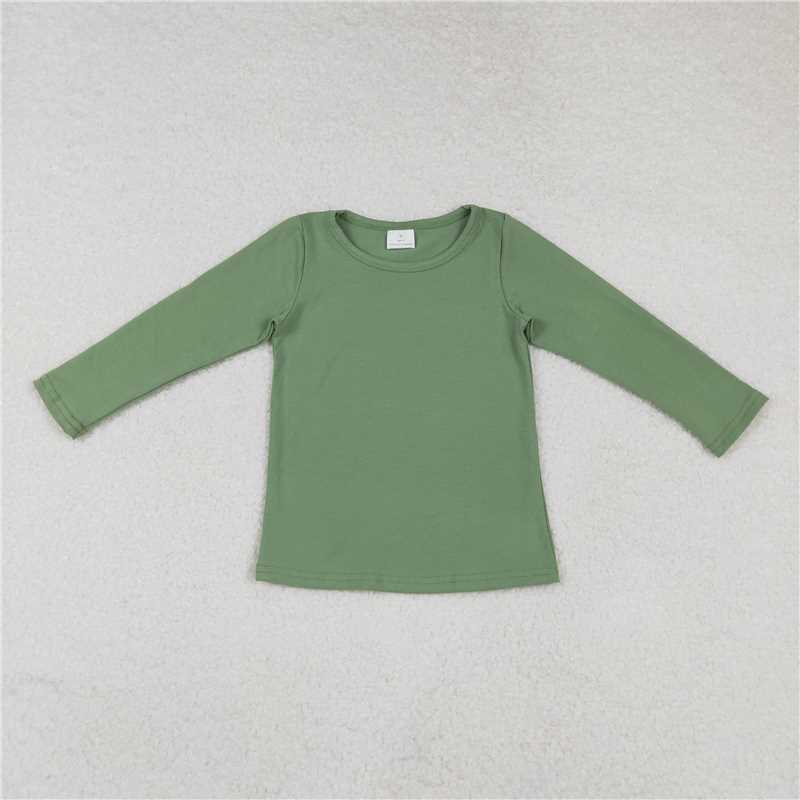 6.07 Olive Solid Long Sleeves Baby Kids Shirt for Boys And Girls Toddler Clothing Comfortable Soft Polyester Button Placket