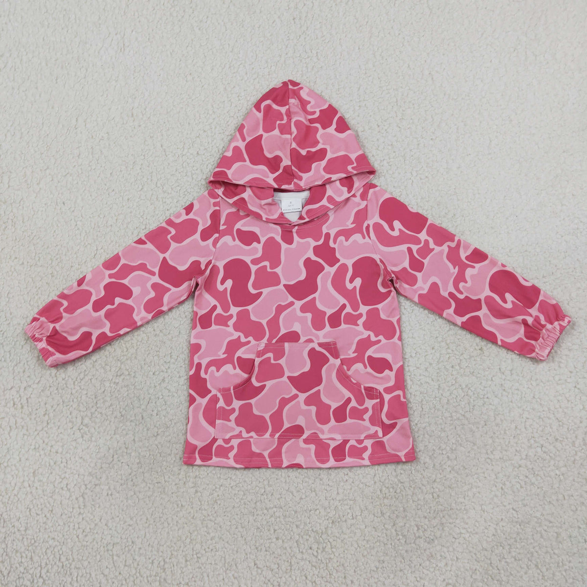 RTS NO MOQ (In stock)GT0866 milk silk Baby Girls Pink Camo Hooded Long Sleeve Tee Shirts Tops