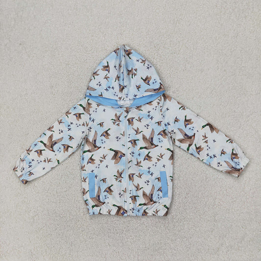 4.12 GT0875 RTS NO MOQ Baby Girls Coats  Light blue pocket duck baby kids zip hooded jacket