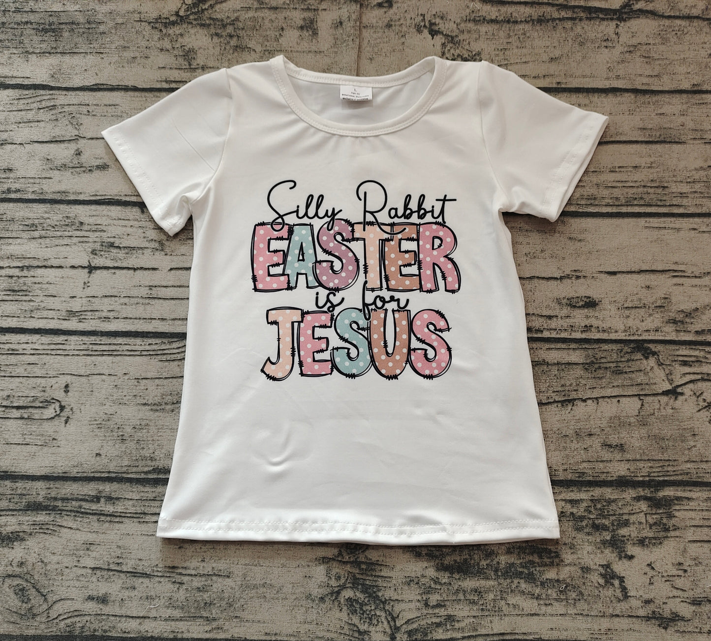 GT0898Short sleeves silly rabbit Easter is for jesus girls shirt