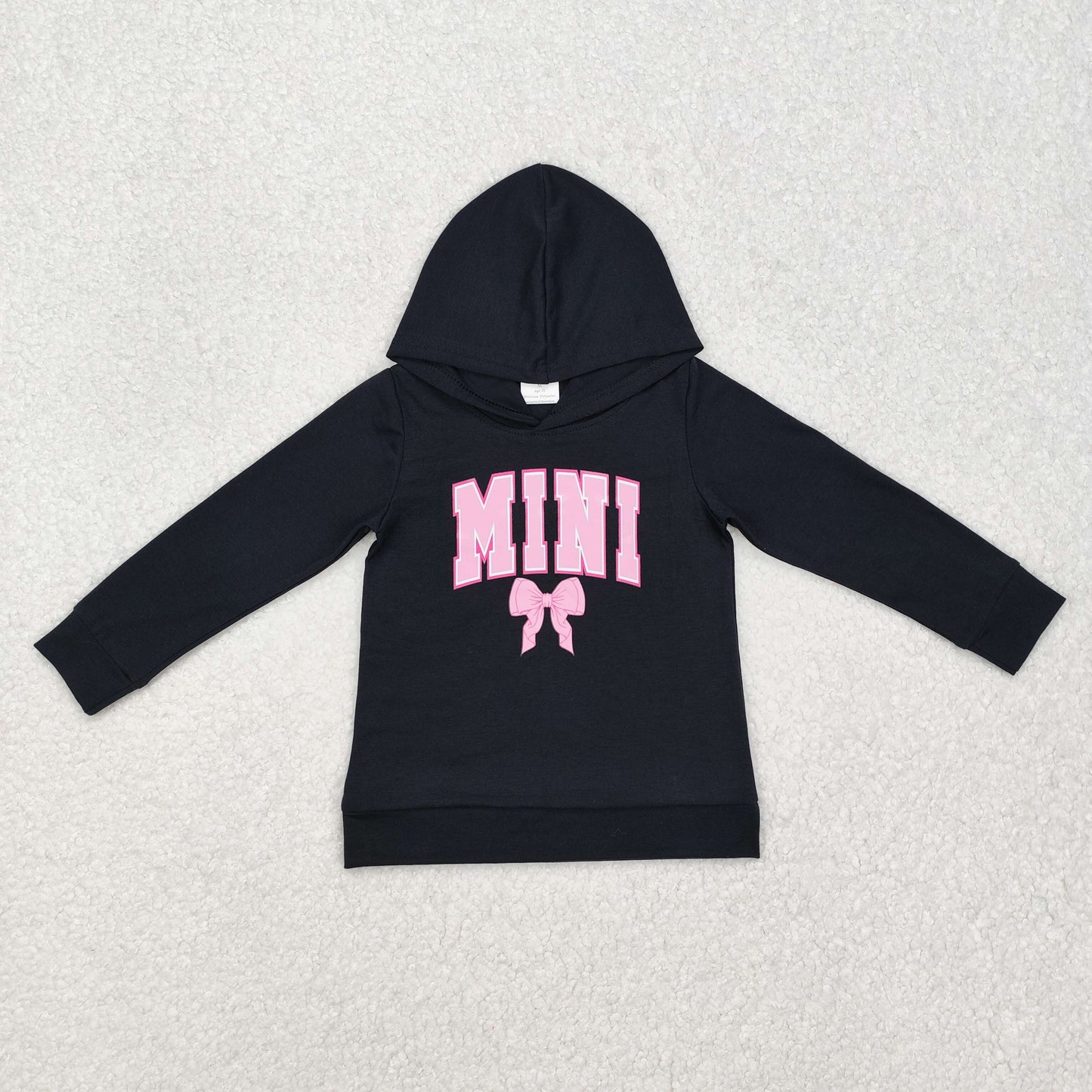 GT0902Black long sleeves mini bow baby girls hoodie