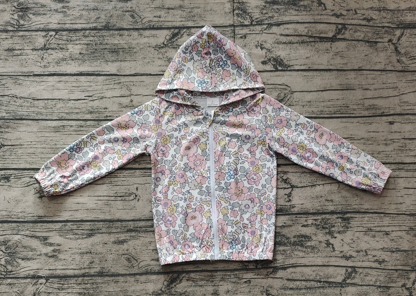 GT0914Long sleeves pink floral baby girls zip jacket