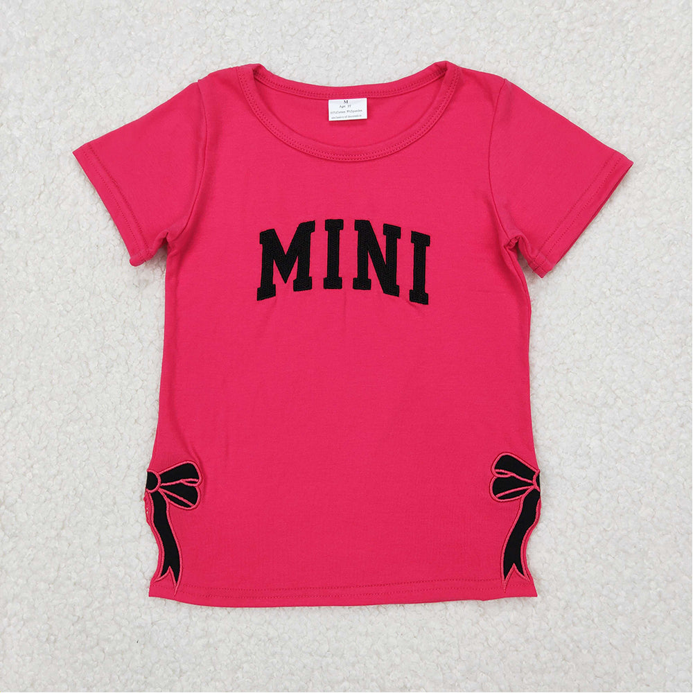 5.16 GT0917 RTS NO MOQ Hot pink short sleeves mini bow baby girls shirt