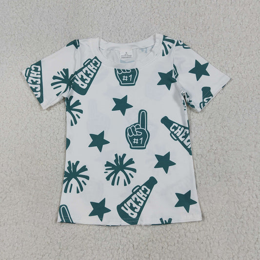 USA Shop (in stock)GT0955RTSBaby Girls Summer Tops Green Cheerleader Kids Girls Short Sleeve Team Shirt Comfortable Fit Sports Uniform for Children
