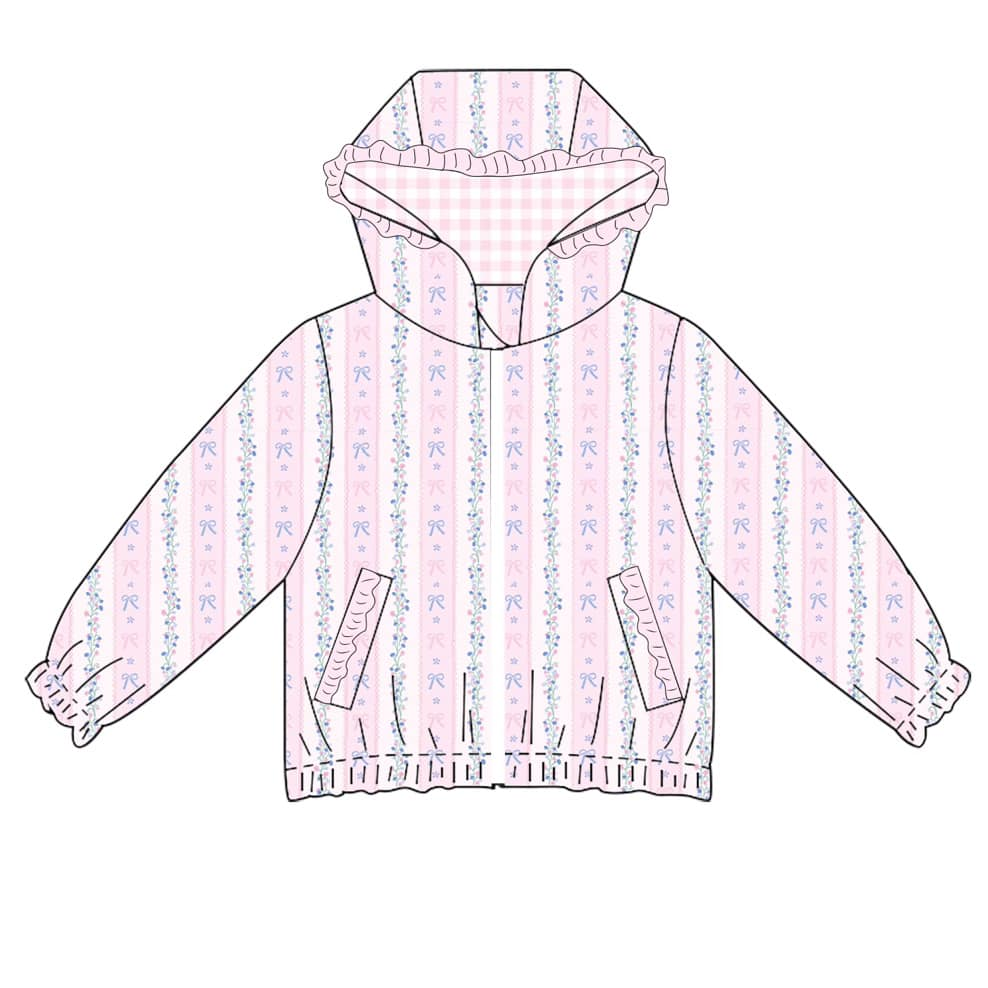 5.20 GT0976 Pre order Pink long sleeves floral bow kids girls hoodie