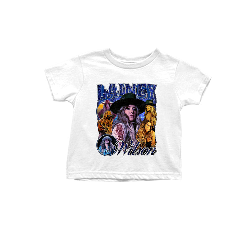 5.16 Pre order Girls White Short Sleeve Tie Dye Country Singer Shirt Casual Fashion Top for Kids