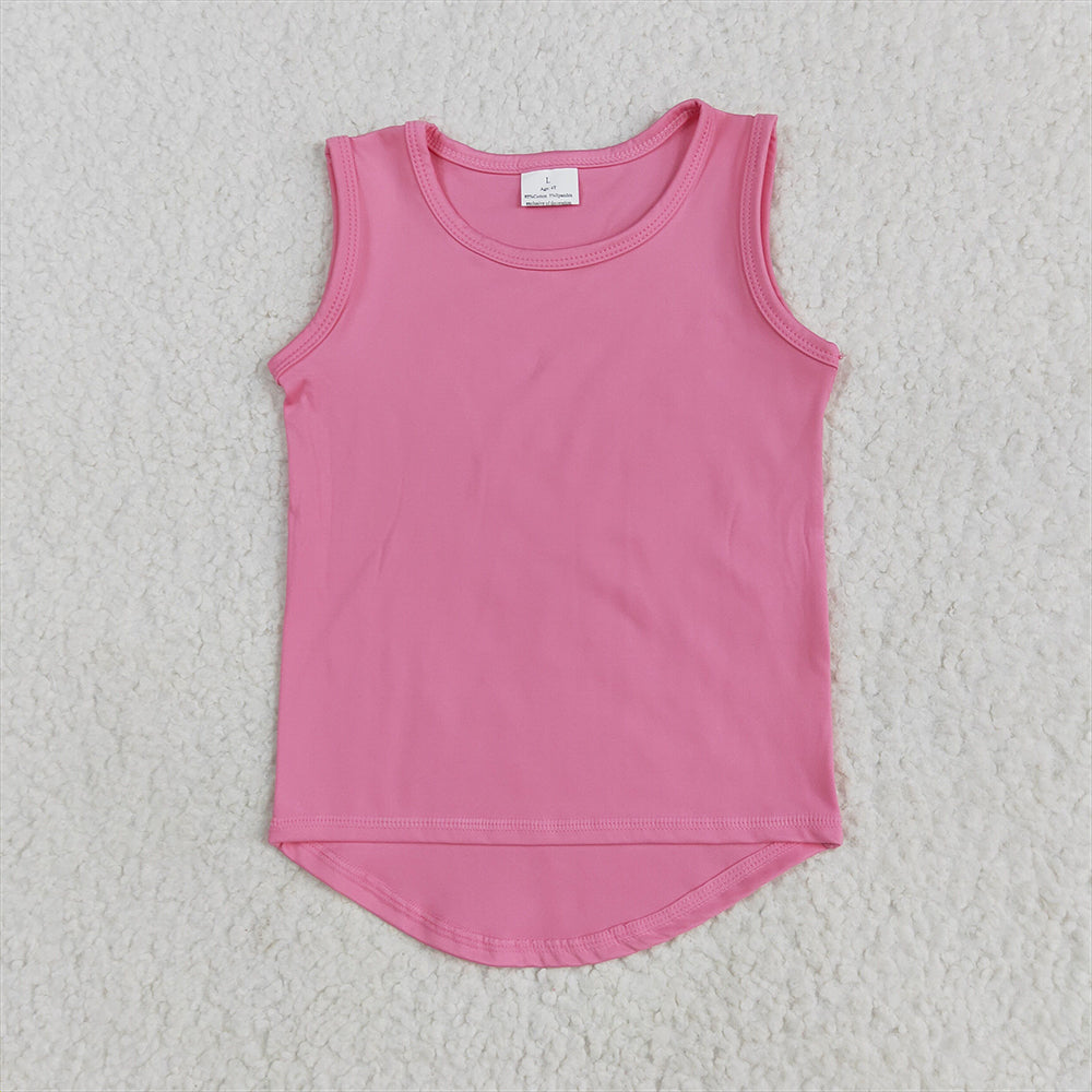 6.25 GT0983RTS NO MOQ Baby Girls Summer Yoga Tank Top Baby Girls Pink Sleeveless Vests Top