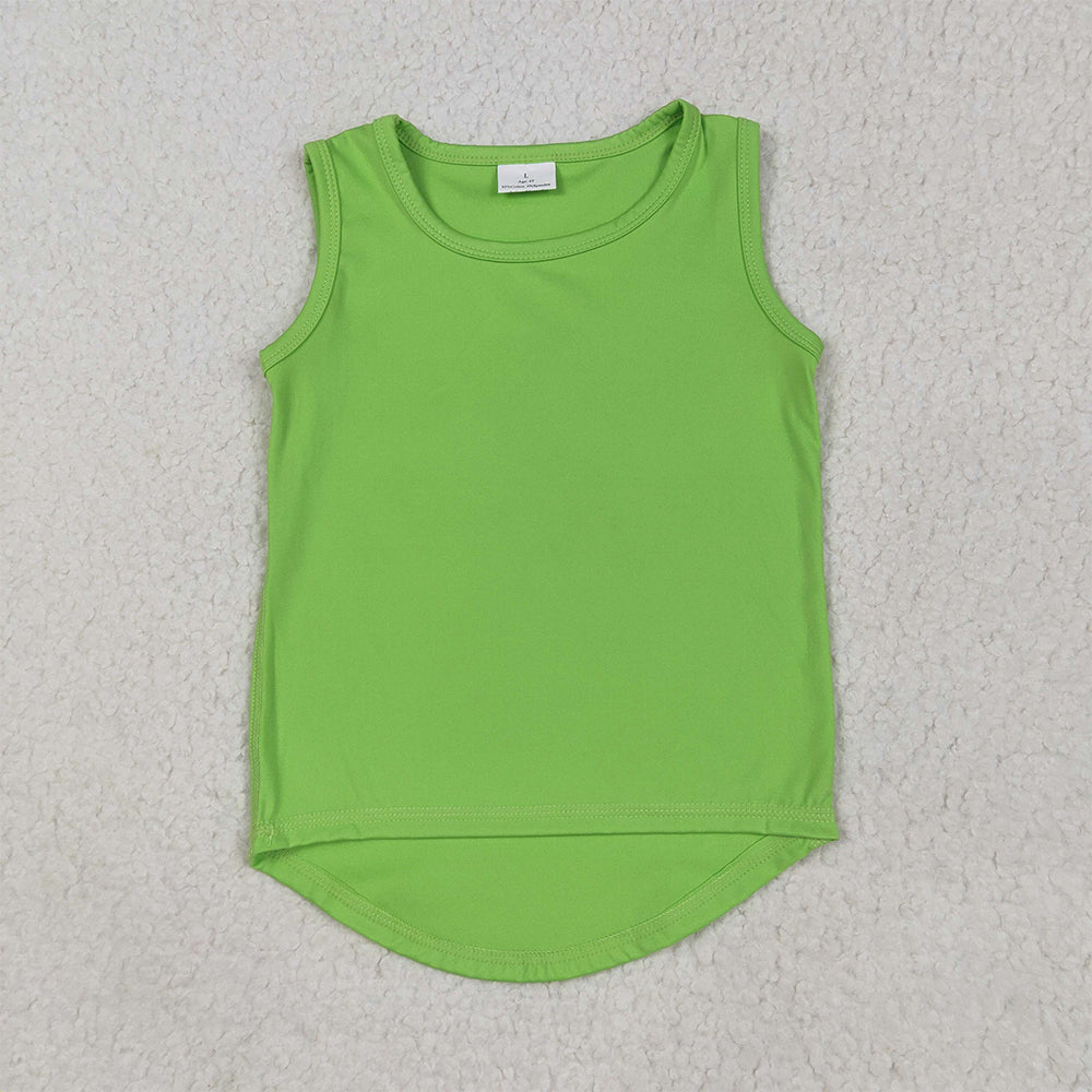 6.25 GT0985 RTS NO MOQ Baby Girls Summer Yoga Tops Baby Girls Green Sleeveless Vests Top