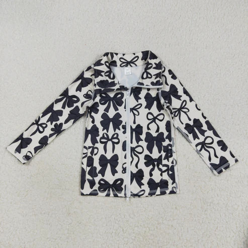 9.27 RTS Sibling Baby Girls Flowers Bows Pockets Zipper Yoga Active Pullovers Top