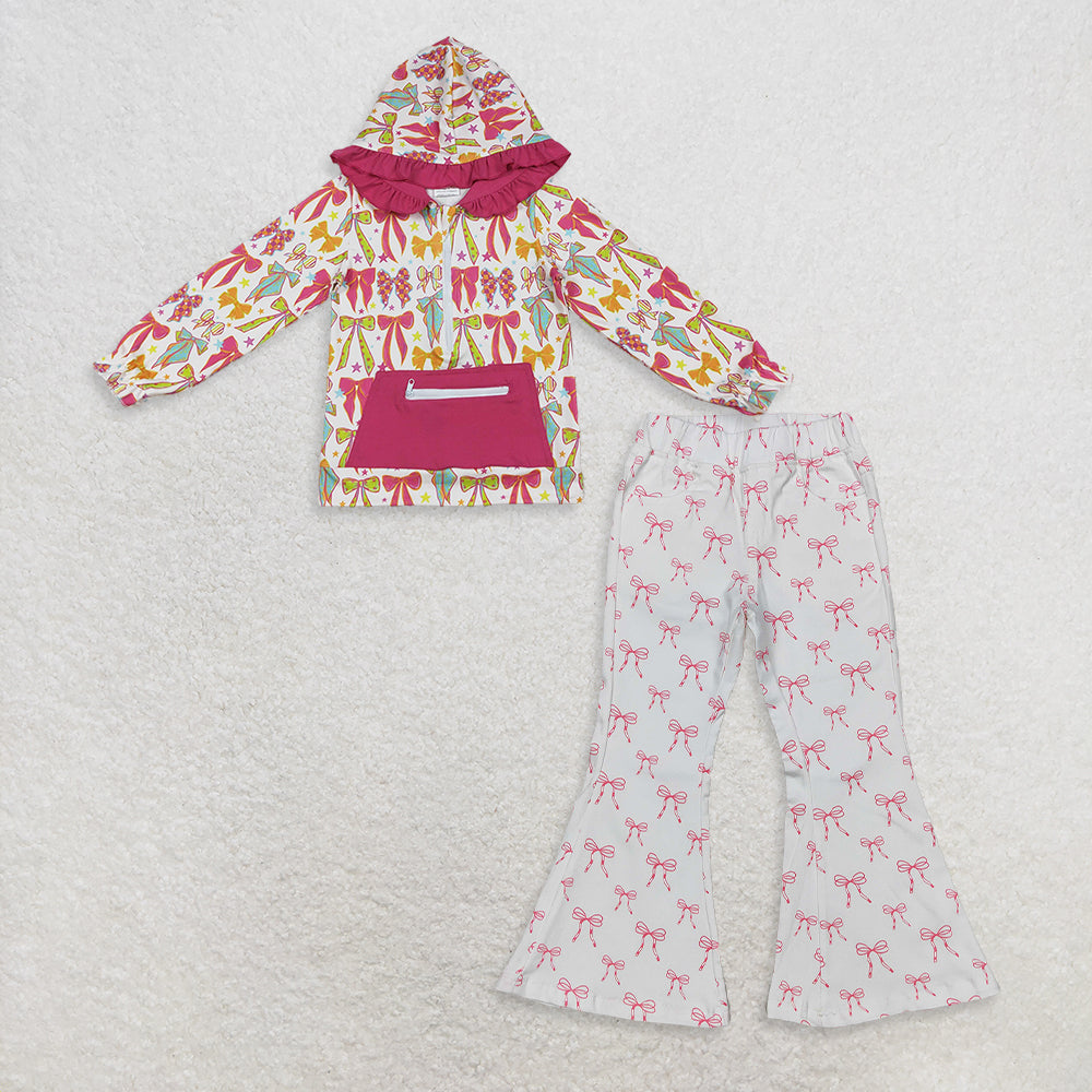 9.17 RTS NO MOQ (In stock)GT1121 + P0732 Baby Girls Long Sleeves Hoodies Tops Denim Flare Pants Jeans