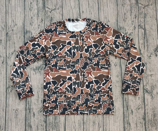 9.23 GT1122 Sample No Moq Fast Coming Adult Women Dark Green Camo Long Sleeves Western Tee Shirts Top