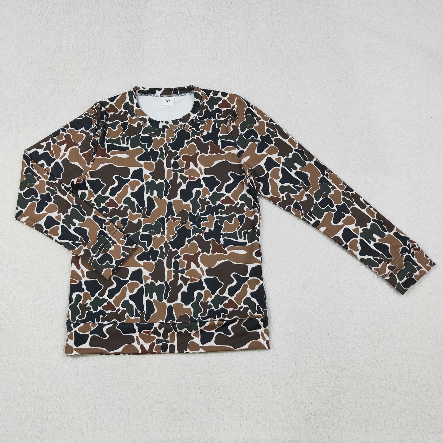 10.11 RTS NO MOQ (In stock)GT1122 Adult Women Dark Green Camo Long Sleeves Yoga Active Tee Shirts Top