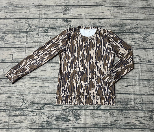 9.16 GT1123 Sample No Moq Fast Coming Adult Women Olive Bottomland Camo Long Sleeves Yoga Tee Shirts Top