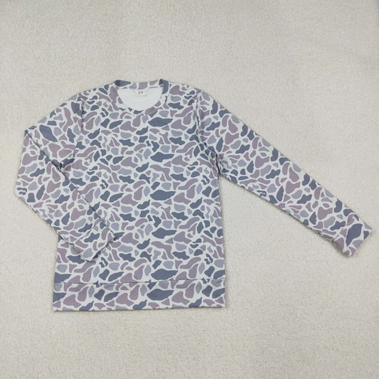 10.10 RTS NO MOQ (In stock)GT1127 Adult Women Light Grey Camo Long Sleeves Yoga Active Tee Shirts Top