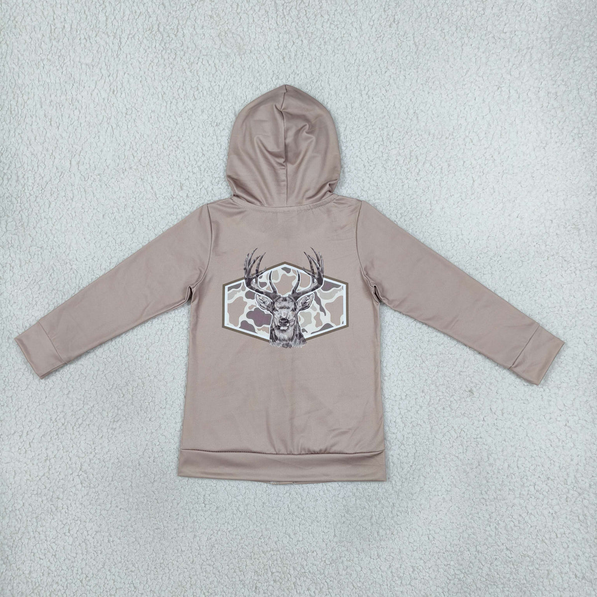 RTS NO MOQ (In stock)milk silk GT1144 Baby Boys Western Brown Camo Deer Zipper Pockets Boys Hoodie Casual Jacket Top