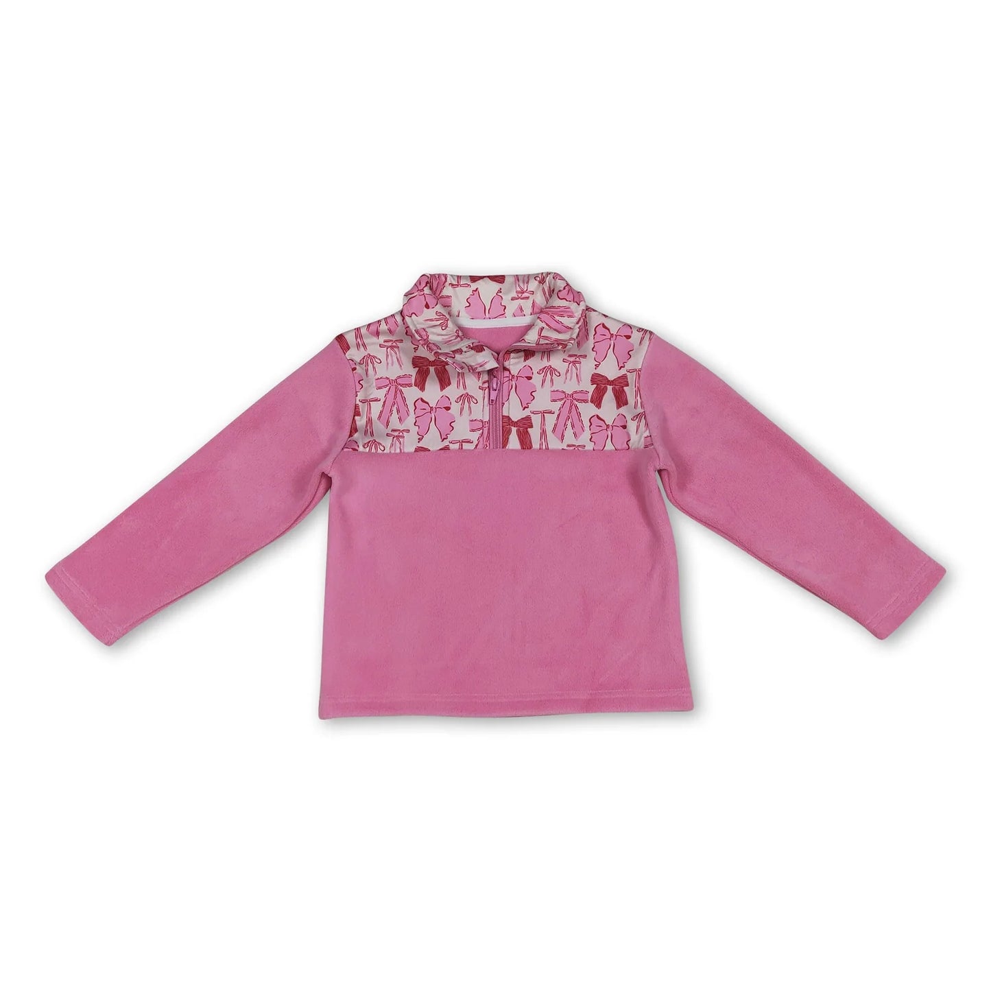 10.16 RTS Sibling Baby Boys Girls Long Sleeve Bows Camo Zipper Pullover Sherpa Tops