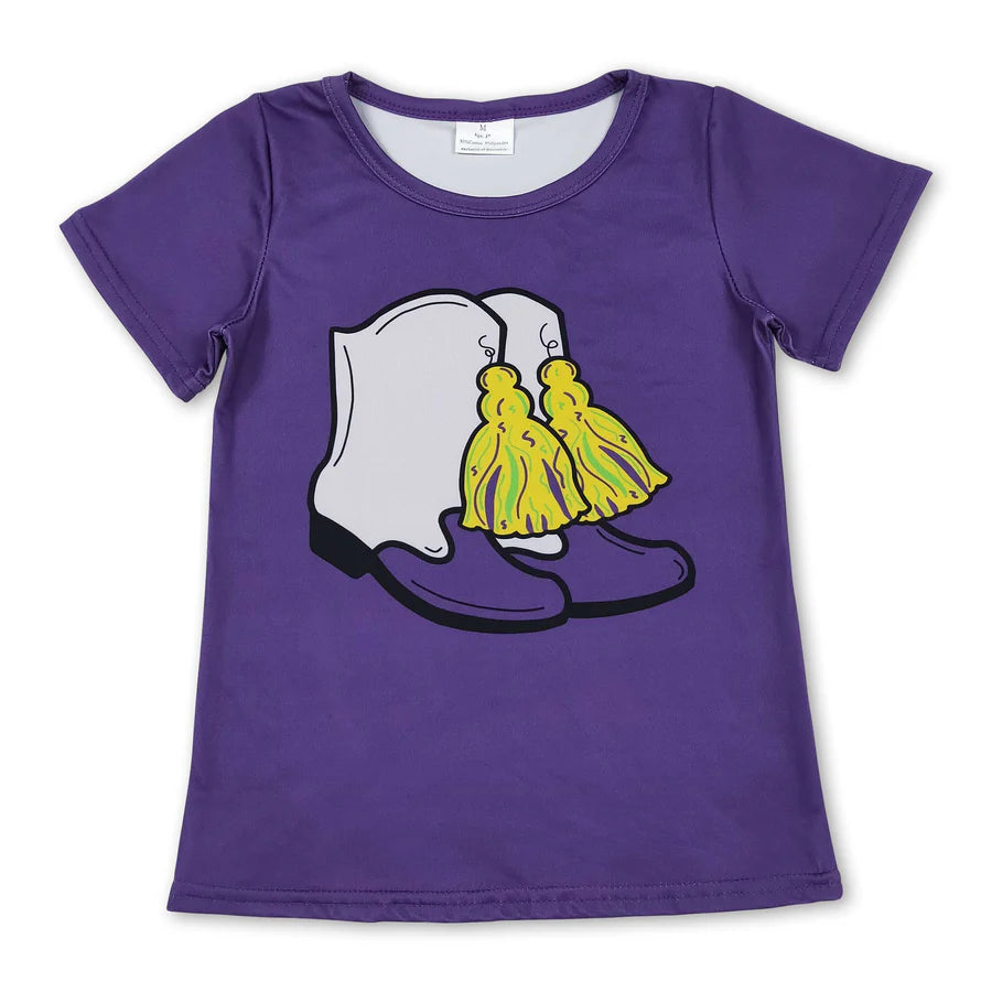 RTS Sibling Short sleeves purple bow donut kids girls summer top