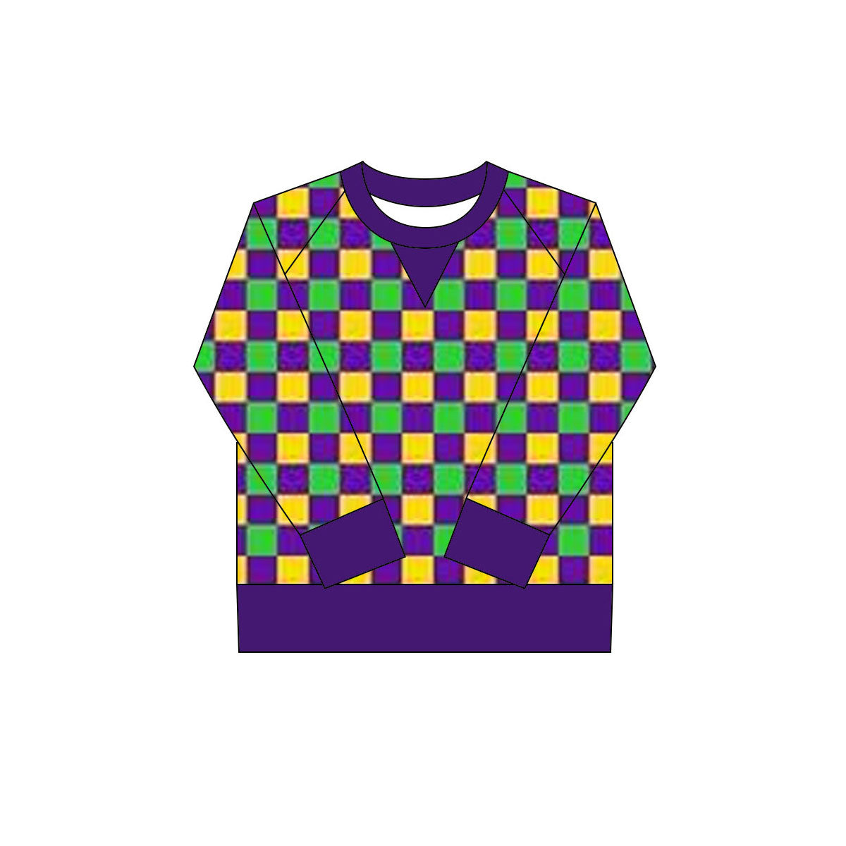 9.30 GT1264 Pre order No Moq Yoga fabric Baby Girls Mardigras Checked Long Sleeve Yoga Tee Shirts Top