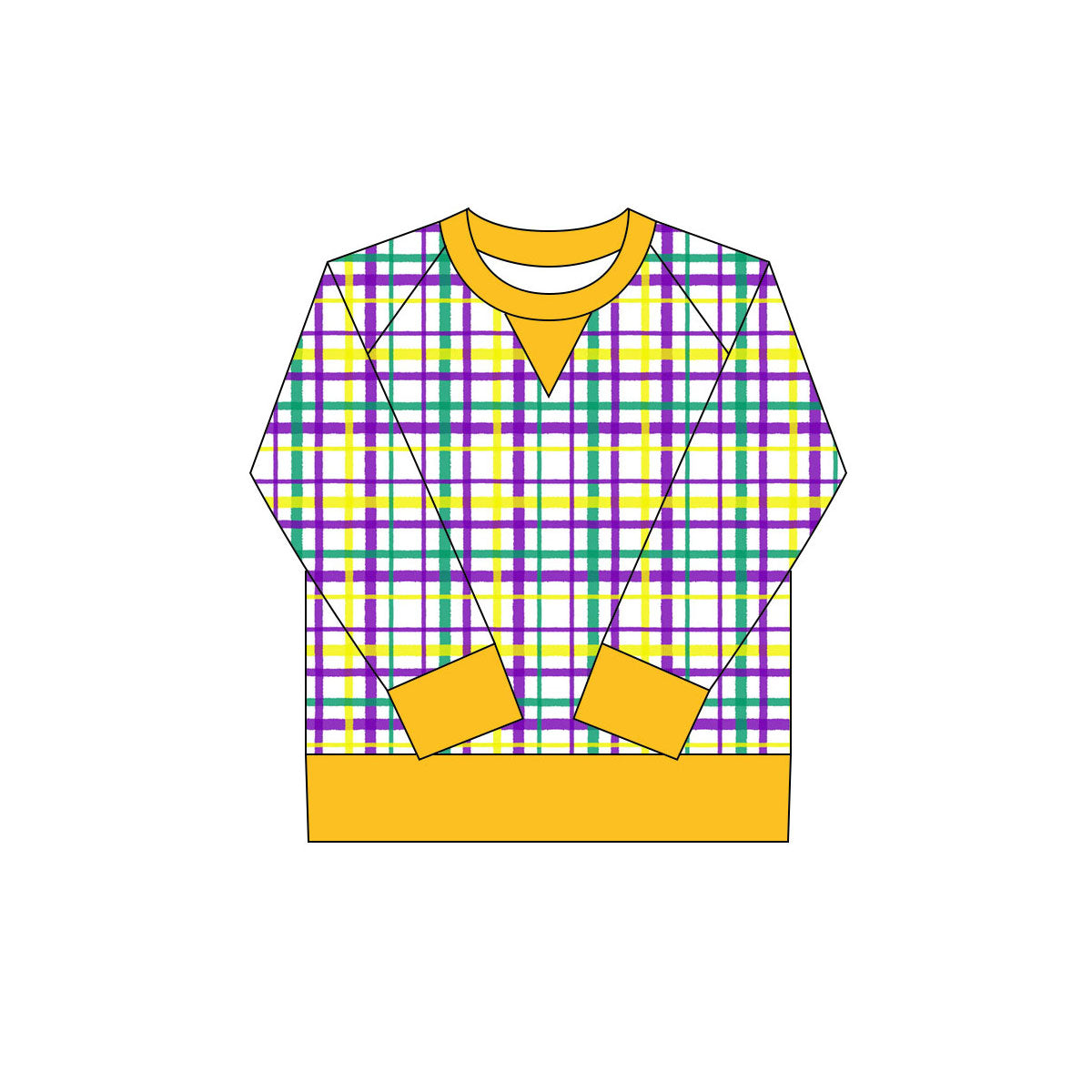 9.30 GT1265 Pre order No Moq Yoga fabric Baby Girls Mardigras Checked Long Sleeve Yoga Tee Shirts Top