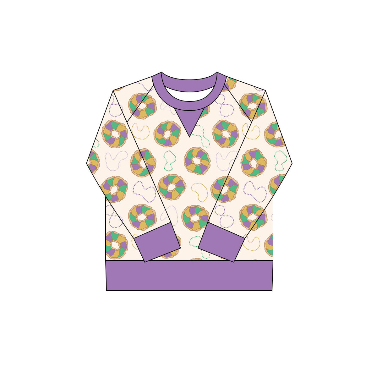 9.30 GT1266 Pre order No Moq Yoga fabric Baby Girls Mardigras Donuts Plaid Long Sleeve Yoga Tee Shirts Top