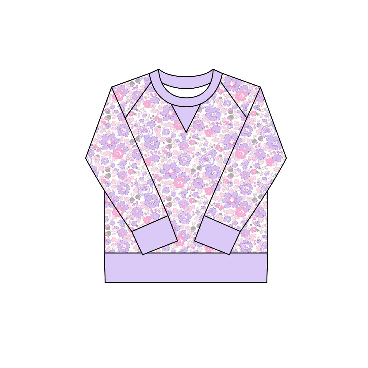 10.1 GT1292 Pre order No Moq Yoga fabric Baby Girls Pink Lavender Flowers Long Sleeve Yoga Tee Shirts Top