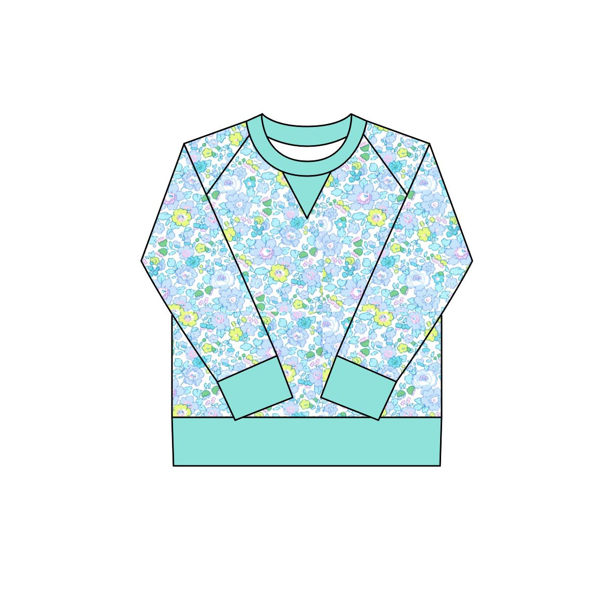10.1 GT1294 Pre order No Moq Yoga fabric Baby Girls Green Blue Flowers Long Sleeve Yoga Tee Shirts Top