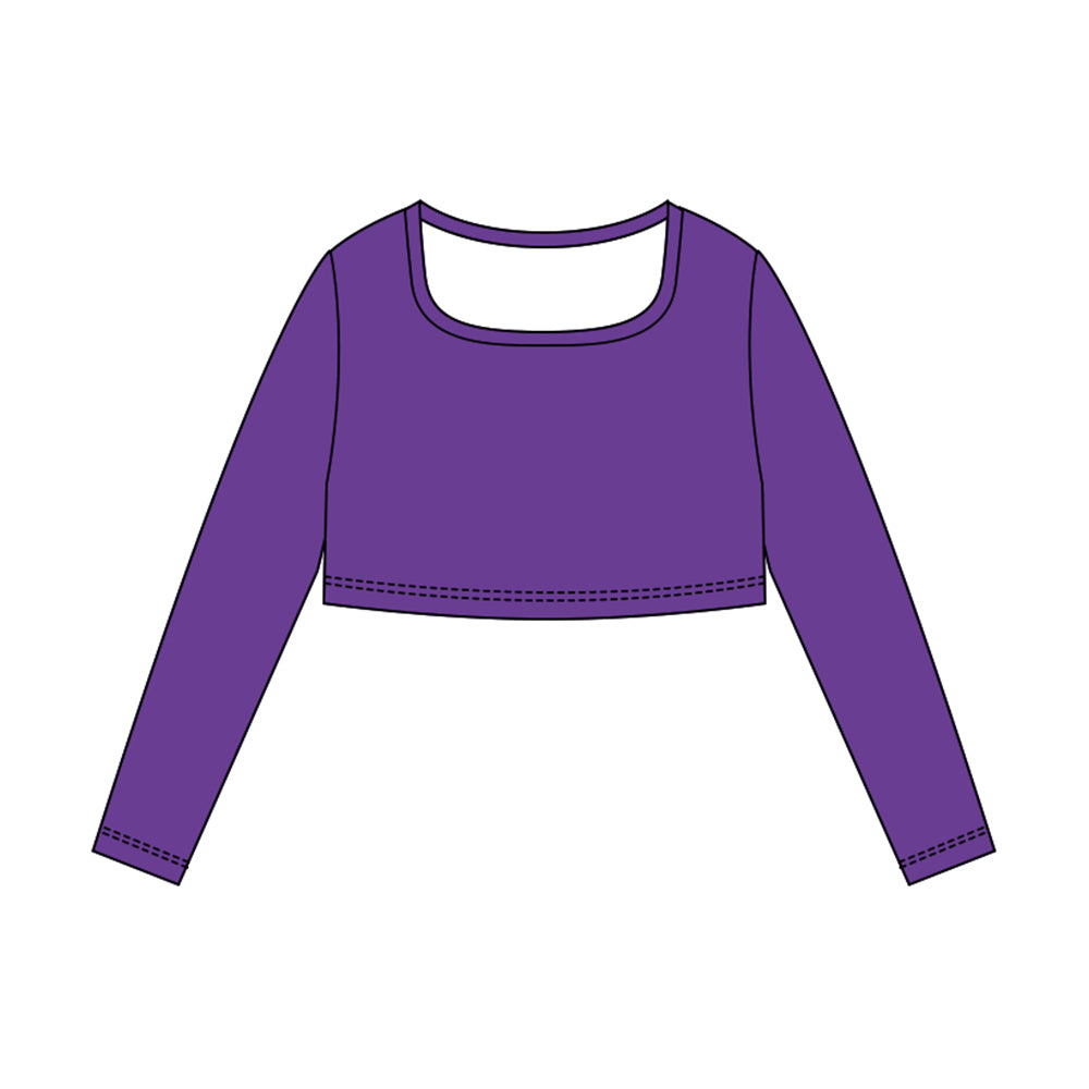 10.30 GT1381 Pre order No Moq Yoga fabric Baby Girls Purple Long Sleeve Yoga T-shirts Top
