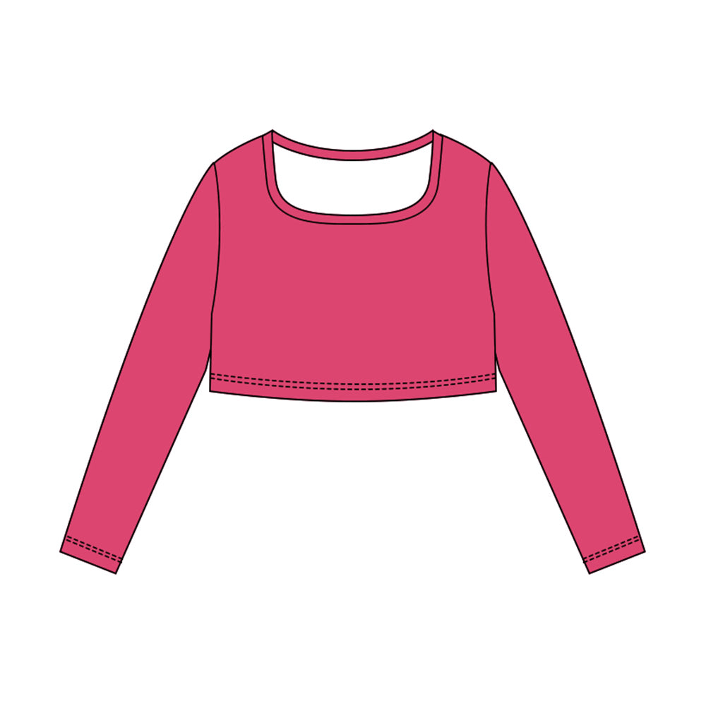 10.30 GT1387 Pre order No Moq Yoga fabric Baby Girls Pink Long Sleeve Yoga T-shirts Top