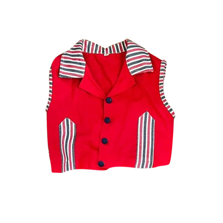 10.27 (Pre Order) No moq GT1393 PRE-ORDER Baby Girls Stripe Sleeveless Button Pockets July 4th Vests Top