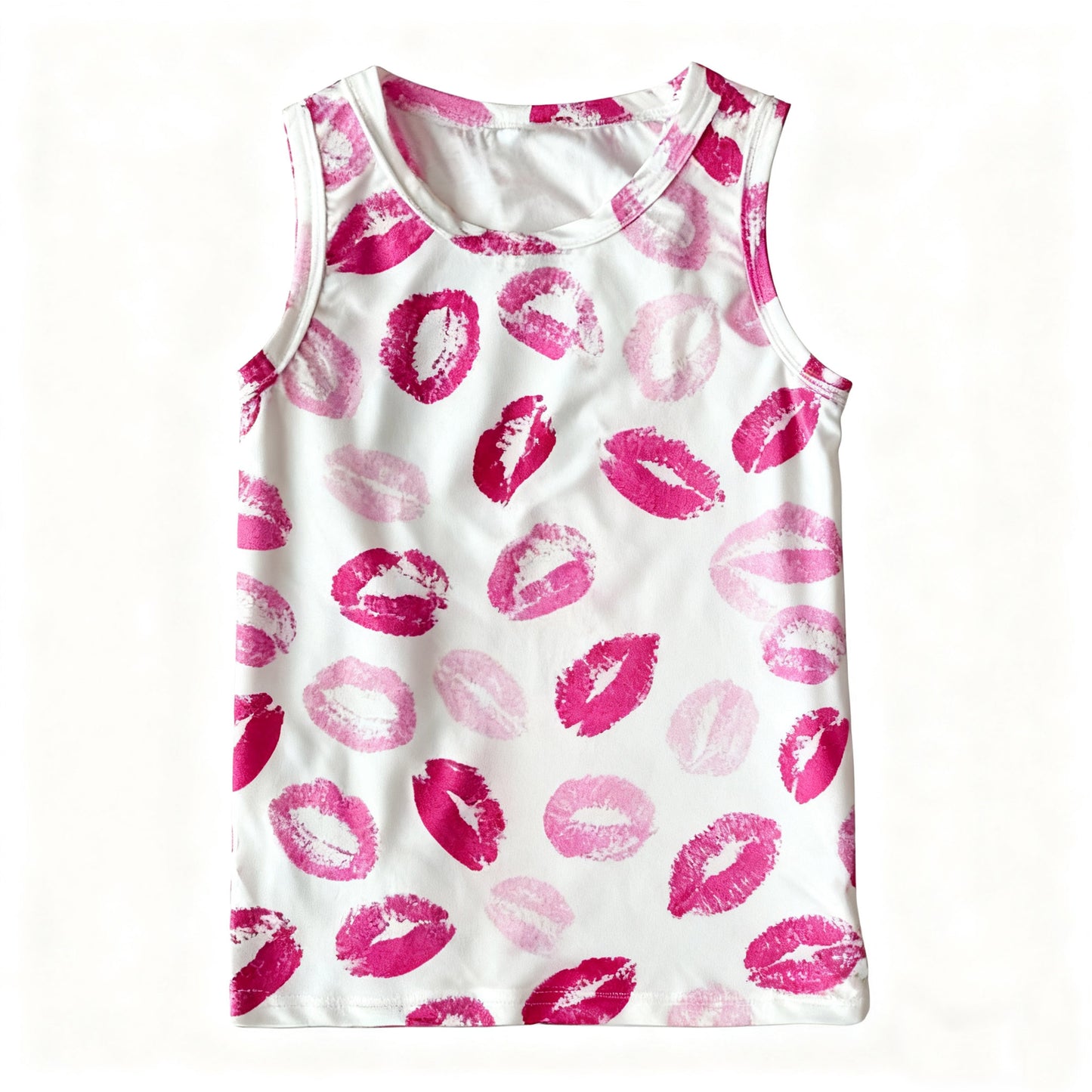 11.5 GT1419 Pre order No Moq Baby Girls Sleeveless Pink Mouths Valentine Vests T-shirts Top