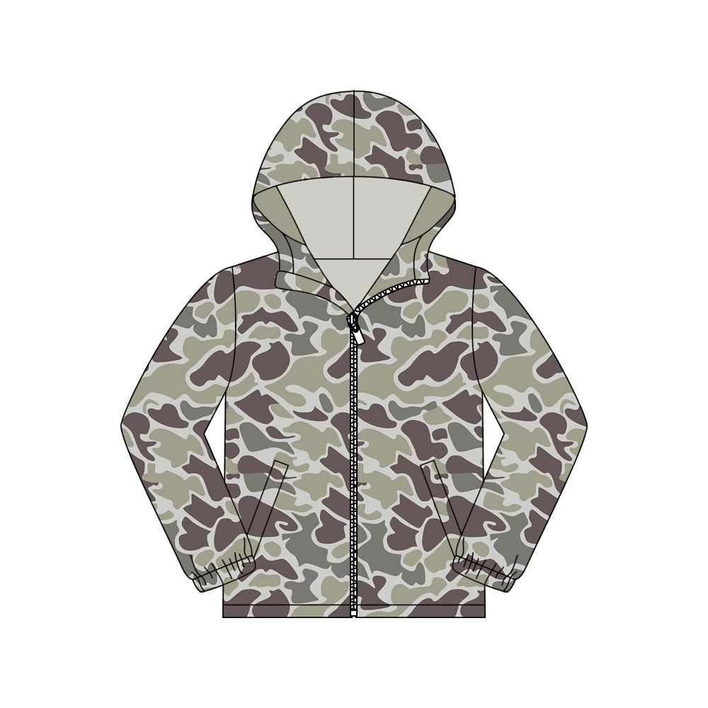 11.7 GT1424 Pre order No Moq Adult Men Grey Camo Pocket Zipper Southern Hoodies Jackets Top