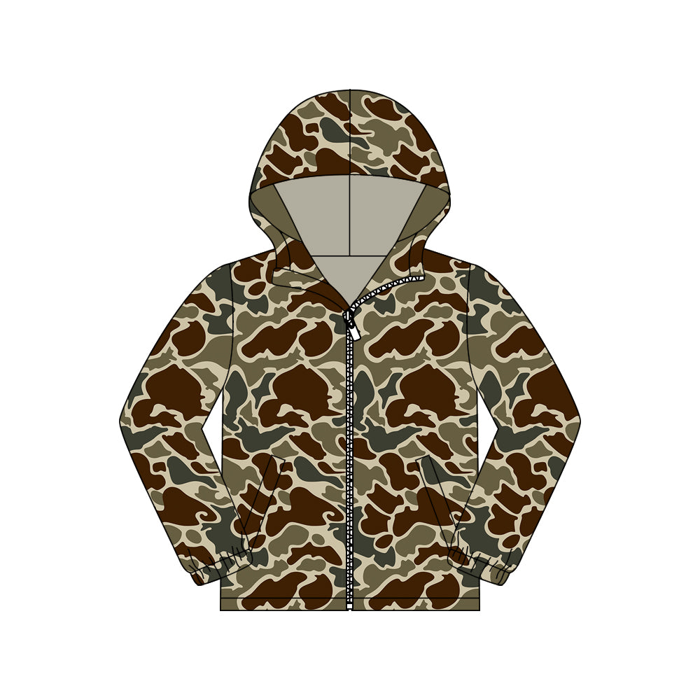11.7 GT1431 Pre order No Moq Adult Men Dark Khaki Camo Pocket Zipper Southern Hoodies Jackets Top