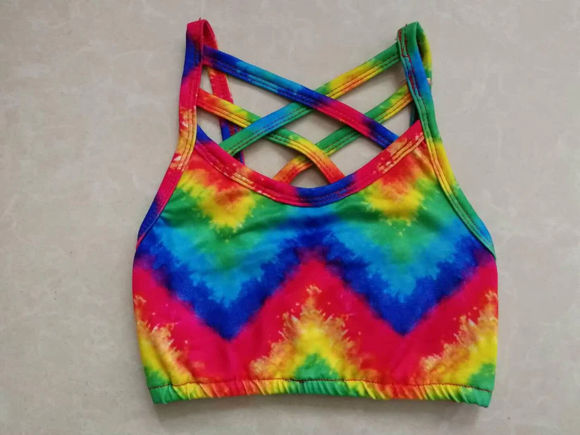 11.12 GT1446 Pre order No Moq Yoga fabric Baby Girls Colorful Tie-dye Strap Yoga Vests Top