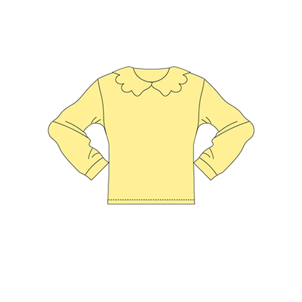 11.13 GT1454 Pre order No Moq Yoga fabric Baby Girls Long Sleeve Yellow Collar Yoga T-shirts Top
