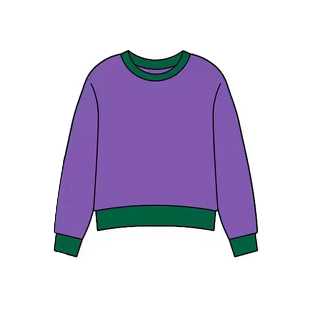 11.18 GT1461 Pre order No Moq Yoga fabric Baby Girls Mardigras Purple Green Yoga T-shirts Top