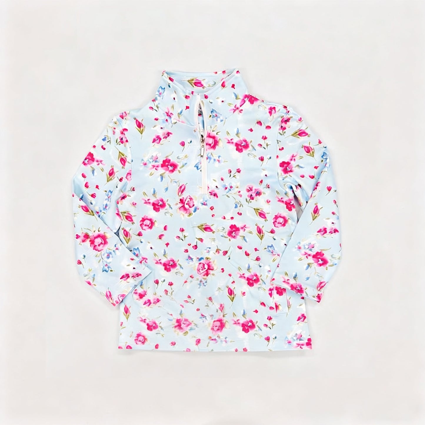 11.18 GT1463 Pre order No Moq Yoga fabric Baby Girls Pink Flowers Yoga Zipper Pullovers Top