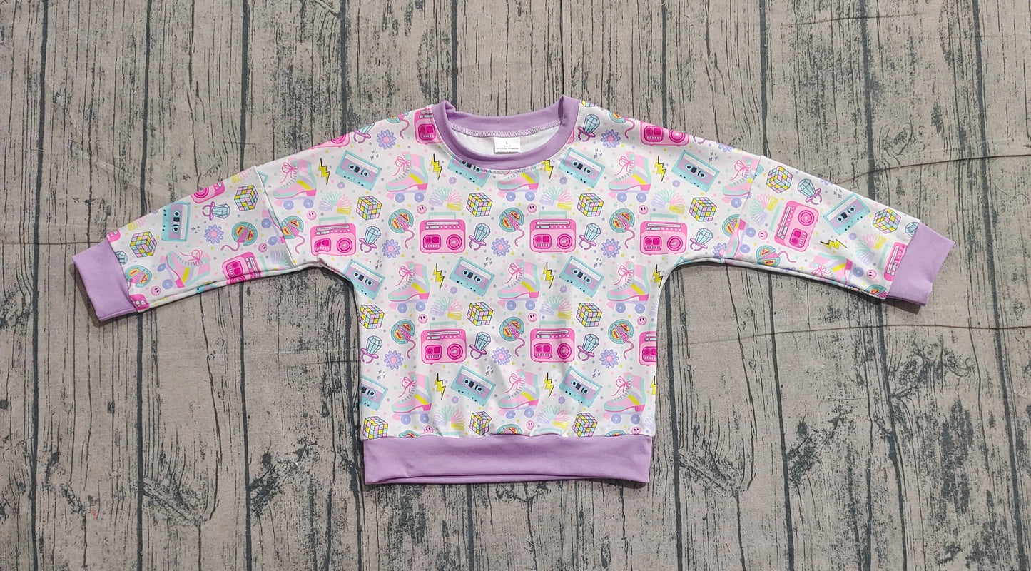 12.18 GT1491 Sample No Moq Baby Girls Long Sleeve Recorder Flowers T-shirts Top