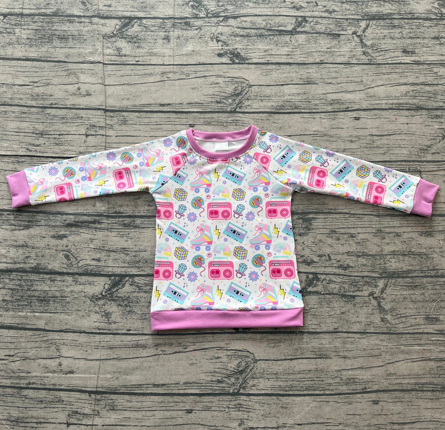 12.15 GT1491 Sample No Moq Baby Girls Long Sleeve Recorder Flowers T-shirts Top