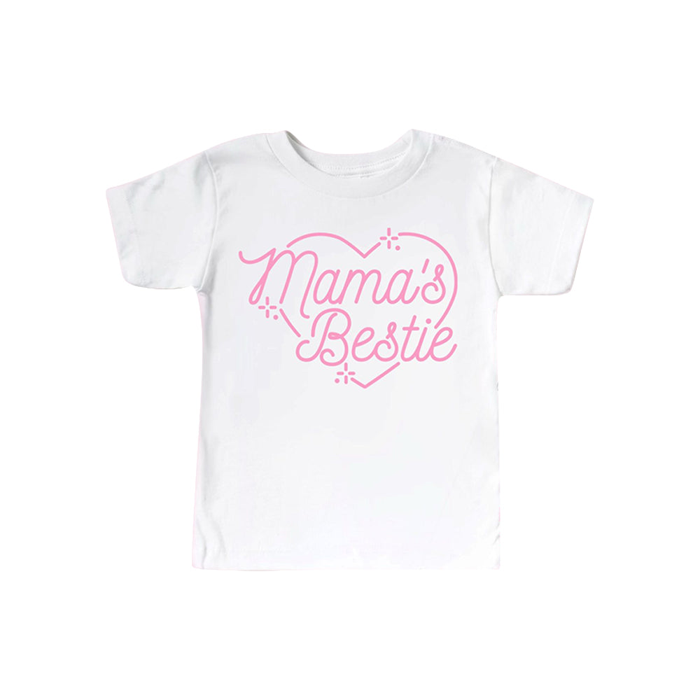 12.12 GT1565 Pre order No Moq Baby Girls Short Sleeve Mama's Bestie Hearts T-shirts Top