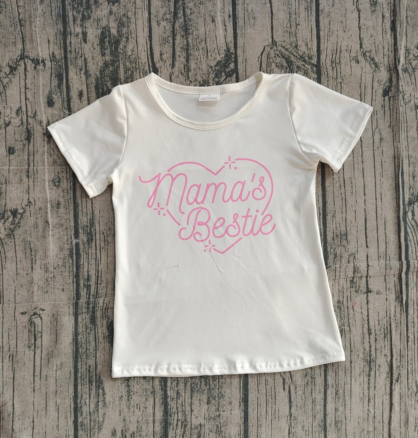 12.29 GT1565 Sample No Moq Baby Girls Short Sleeve Mama's Bestie Hearts T-shirts Top